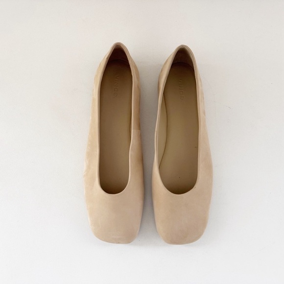 Vince Leah Ballet Flat Nubuck Beige Neutral Classic Minimalist Traditional 9.5 - Picture 7 of 15
